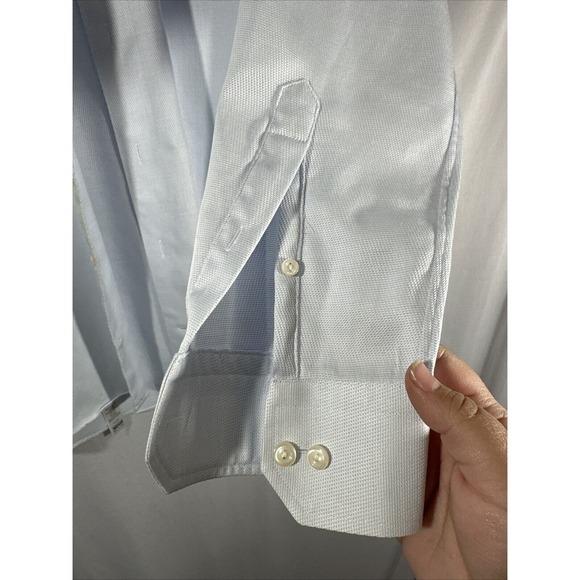 NEW Eton [ 16 41 ] Slim Fit Printed‎ Dress Shirt in Light Blue - Picture 6 of 12